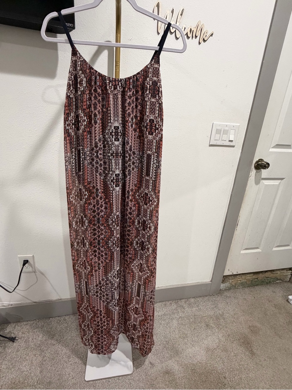 Athleta Printed Maxi Dress in Navy and Rust